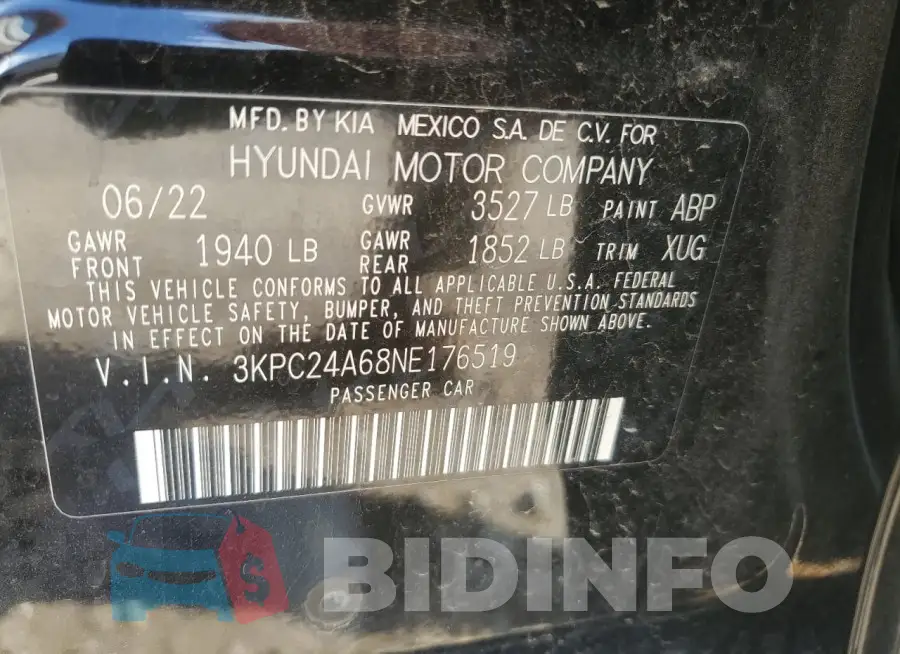 3KPC24A68NE176519 Photo# 12