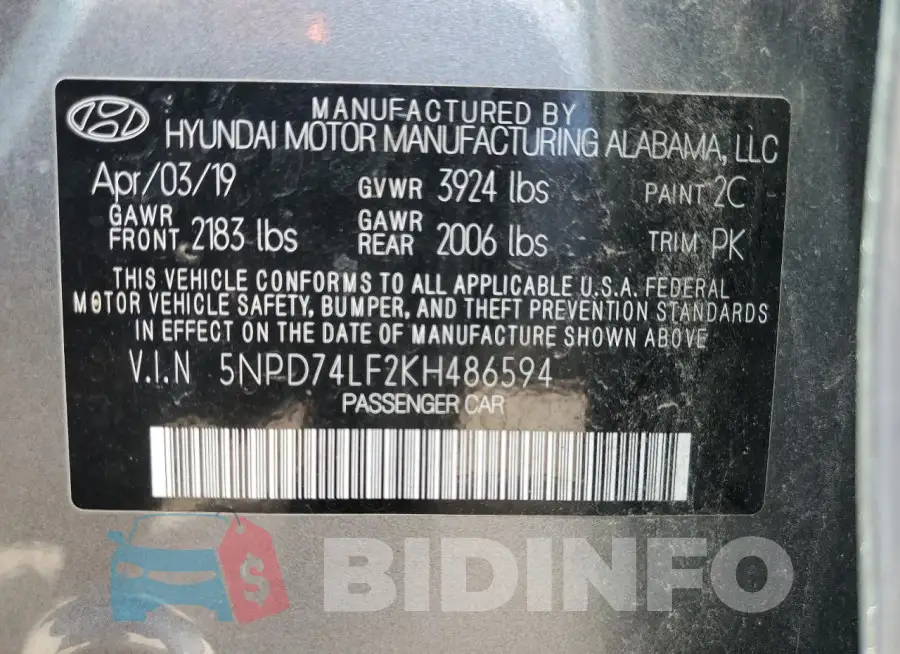 5NPD74LF2KH486594 Photo# 12