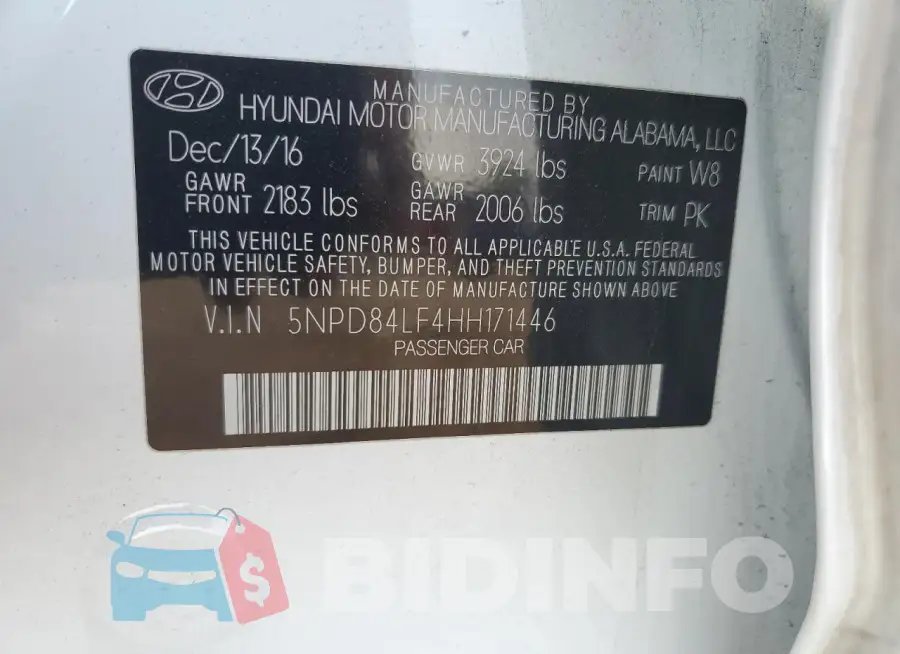 5NPD84LF4HH171446 Photo# 12