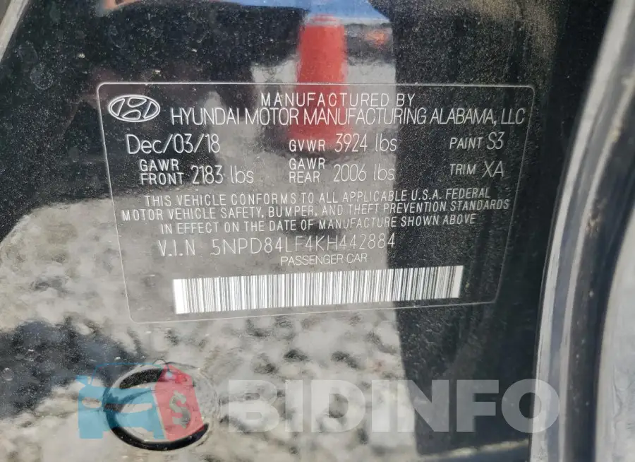 5NPD84LF4KH442884 Photo# 12
