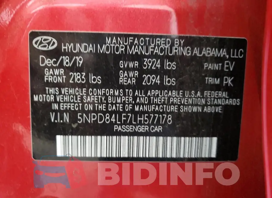 5NPD84LF7LH577178 Photo# 12