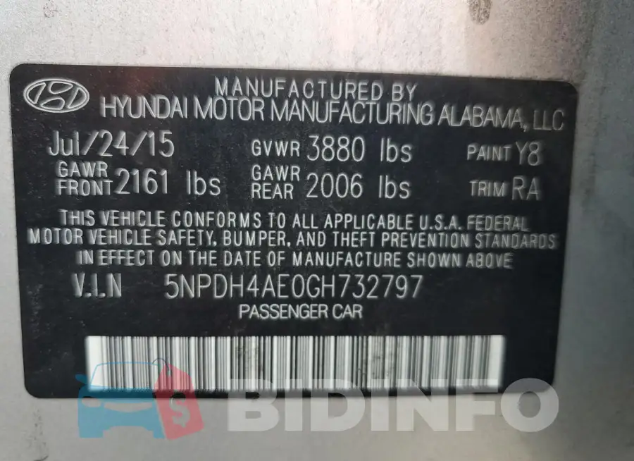 5NPDH4AE0GH732797 Photo# 13