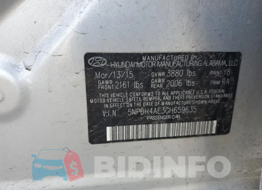 5NPDH4AE3GH659635 Photo# 12