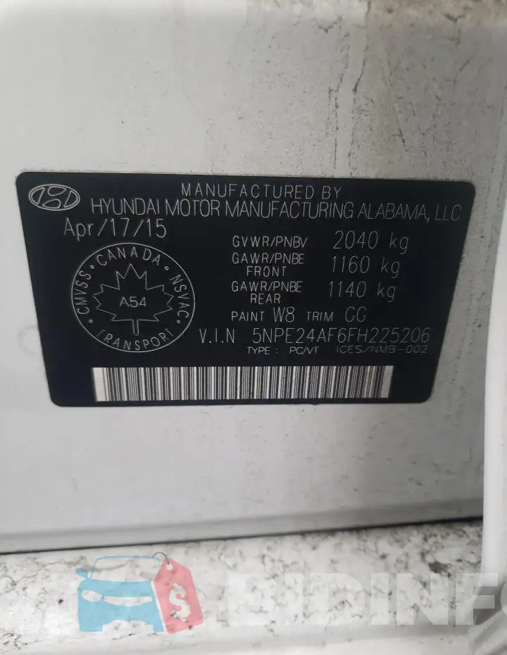 5NPE24AF6FH225206 Photo# 12
