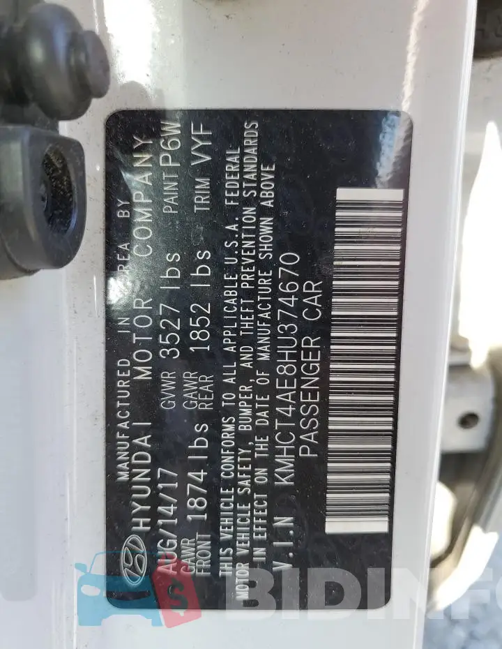 KMHCT4AE8HU374670 Photo# 12