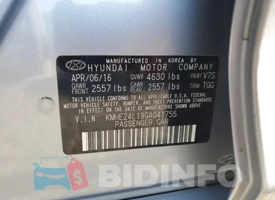 KMHE24L19GA041755 Photo# 12