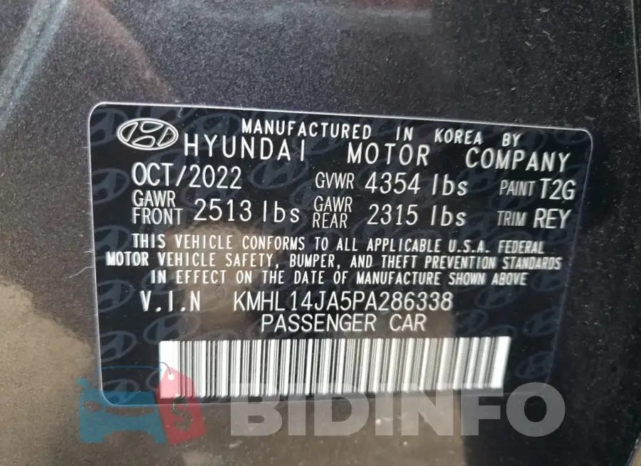 KMHL14JA5PA286338 Photo# 12