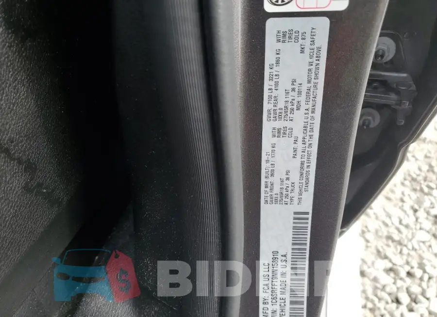 1C6SRFFT9NN158910 Photo# 12