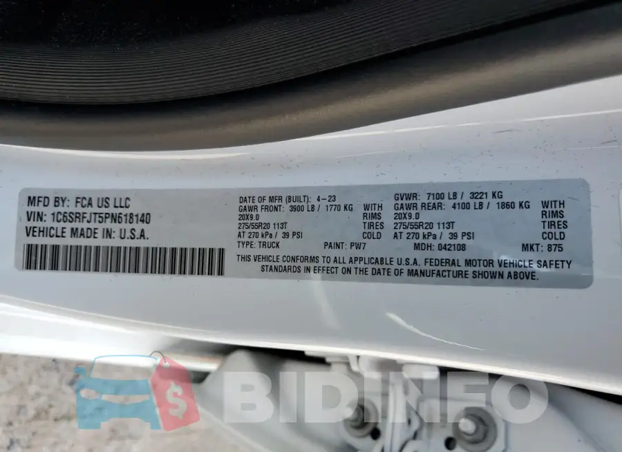 1C6SRFJT5PN618140 Photo# 13