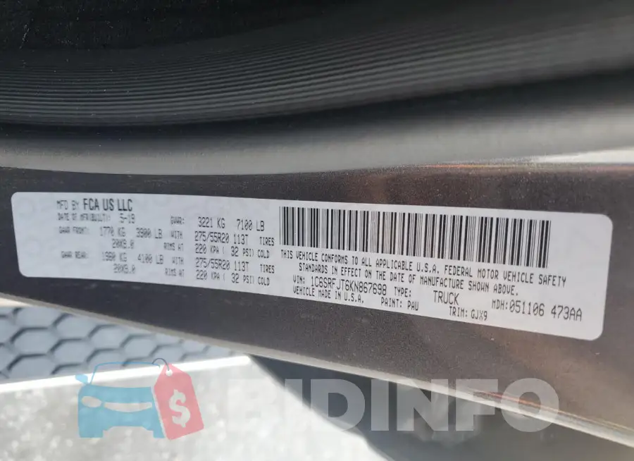 1C6SRFJT6KN867698 Photo# 12
