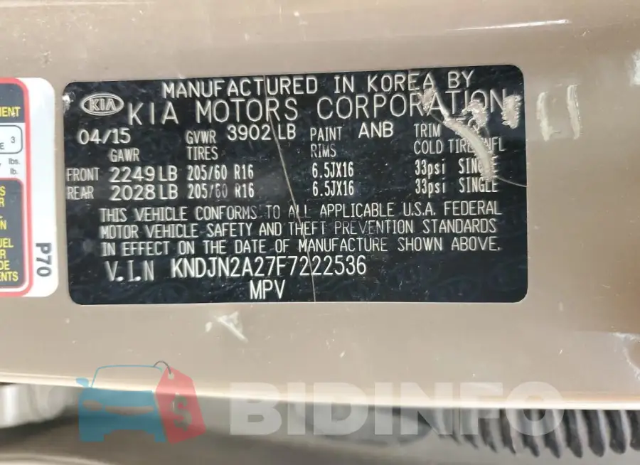 KNDJN2A27F7222536 Photo# 13