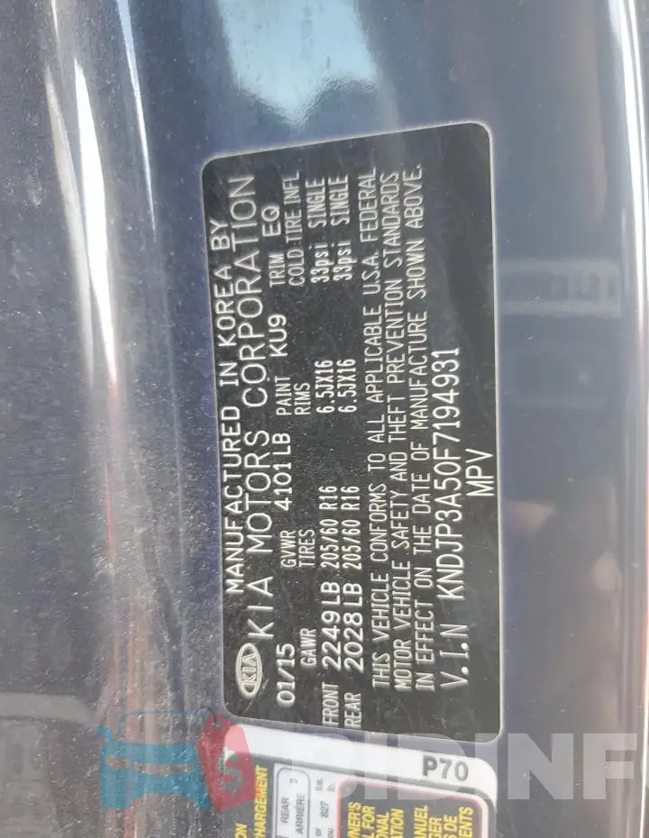 KNDJP3A50F7194931 Photo# 12