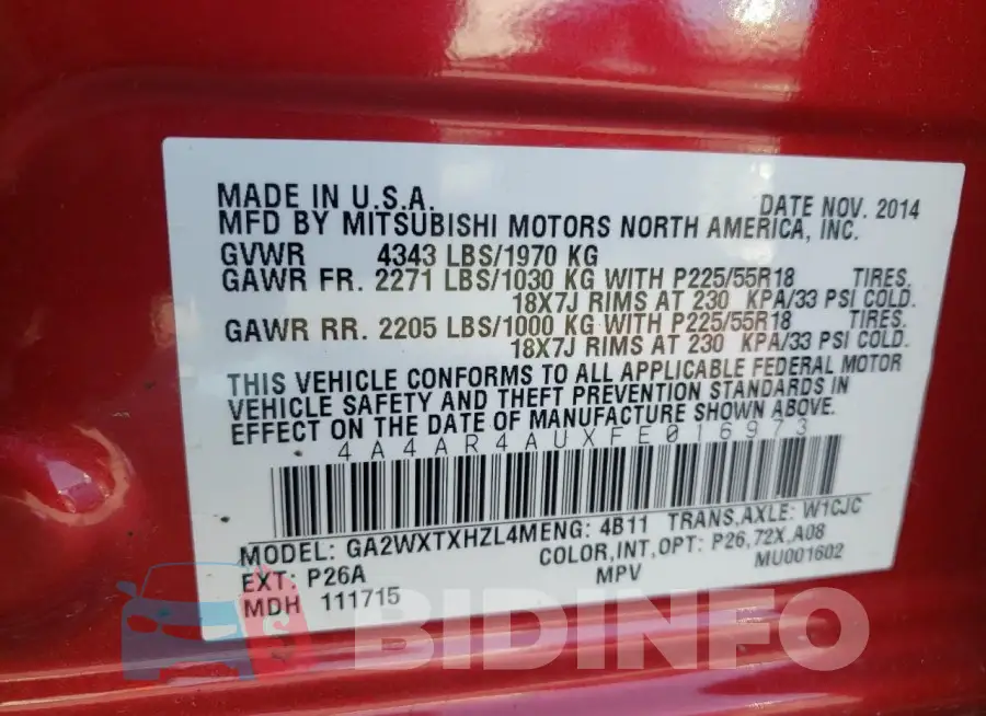 4A4AR4AUXFE016973 Photo# 13