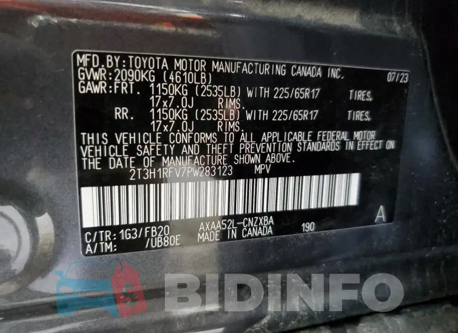 2T3H1RFV7PW283123 Photo# 14