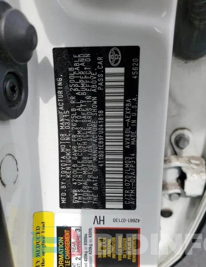 4T1BD1EB9FU041818 Photo# 13