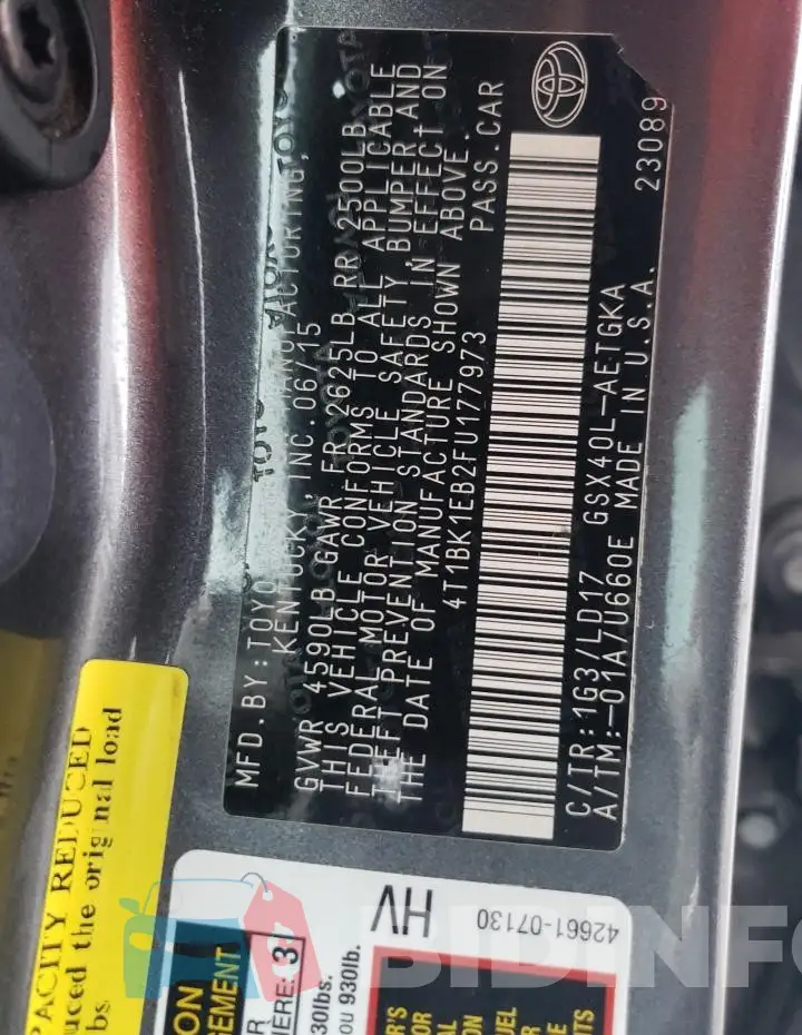 4T1BK1EB2FU177973 Photo# 12