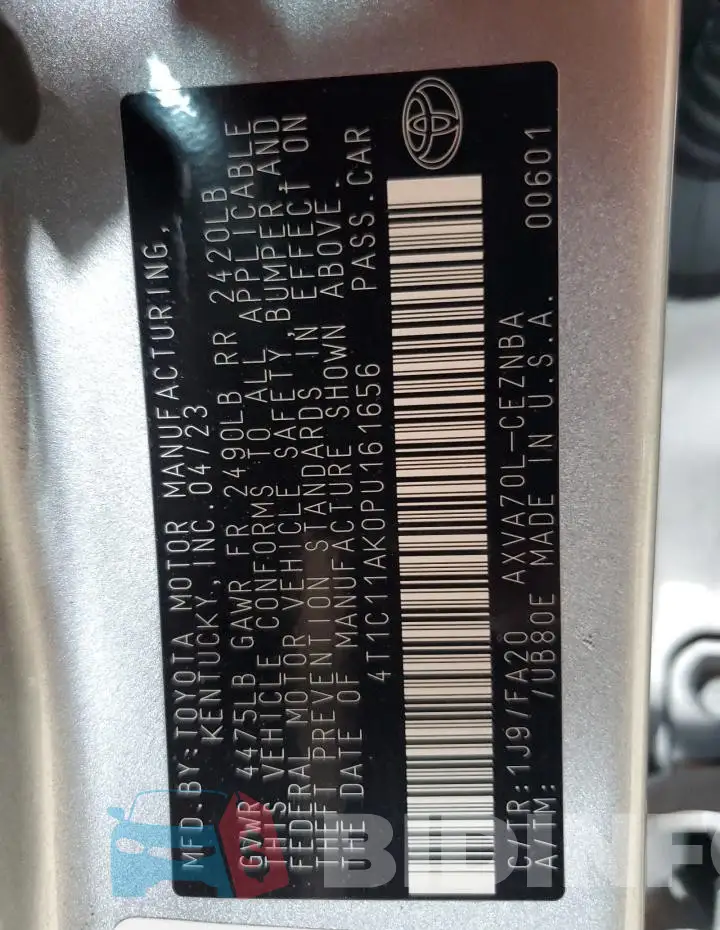 4T1C11AK0PU161656 Photo# 12