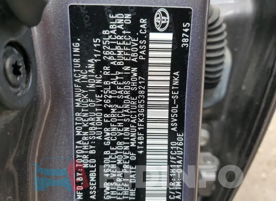 4T4BF1FK3GR538217 Photo# 13