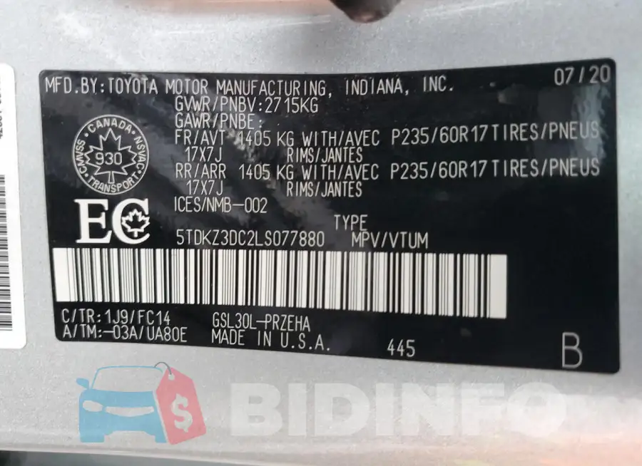 5TDKZ3DC2LS077880 Photo# 12