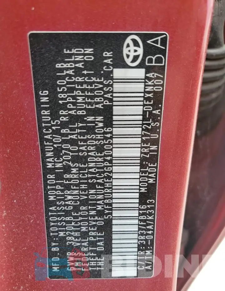 5YFBURHE2GP400546 Photo# 12