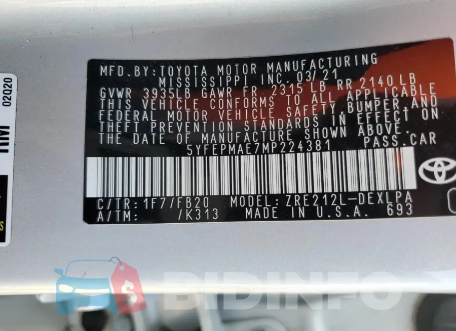 5YFEPMAE7MP224381 Photo# 13