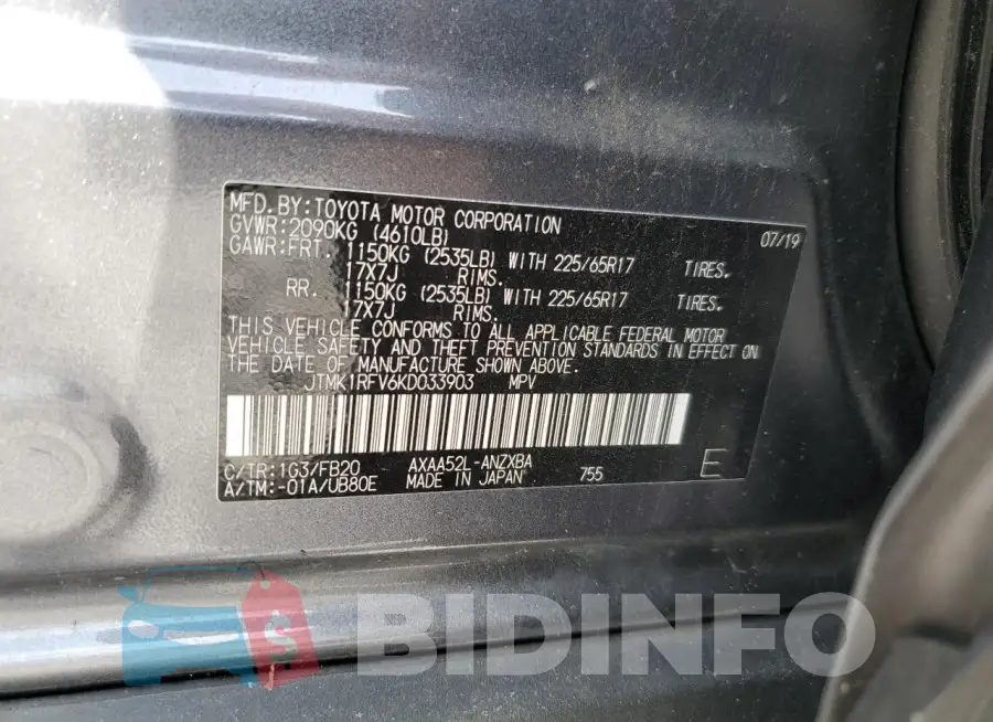 JTMK1RFV6KD033903 Photo# 12