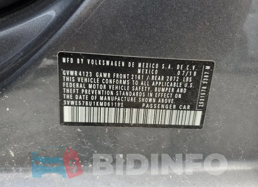 3VWE57BU1KM061192 Photo# 12