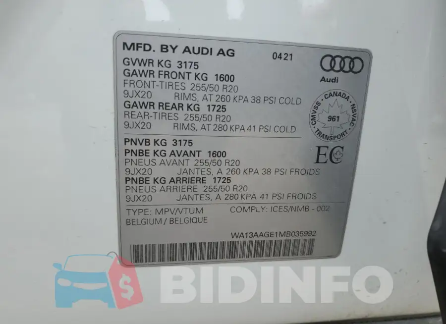 WA13AAGE1MB035992 Photo# 14