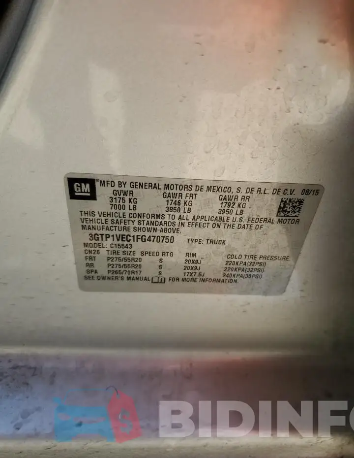 3GTP1VEC1FG470750 Photo# 12