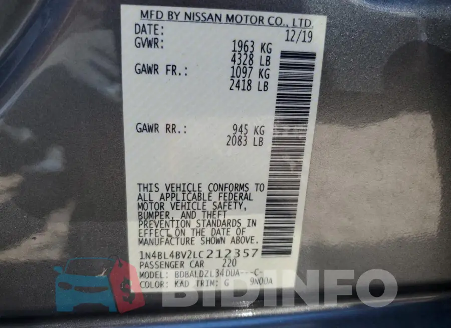 1N4BL4BV2LC212357 Photo# 12