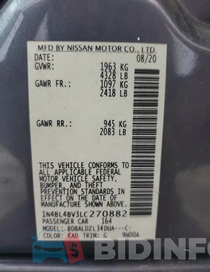 1N4BL4BV3LC270882 Photo# 13