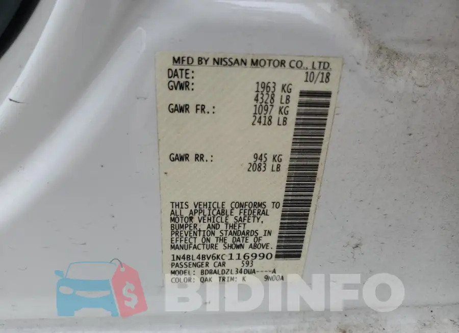 1N4BL4BV6KC116990 Photo# 13