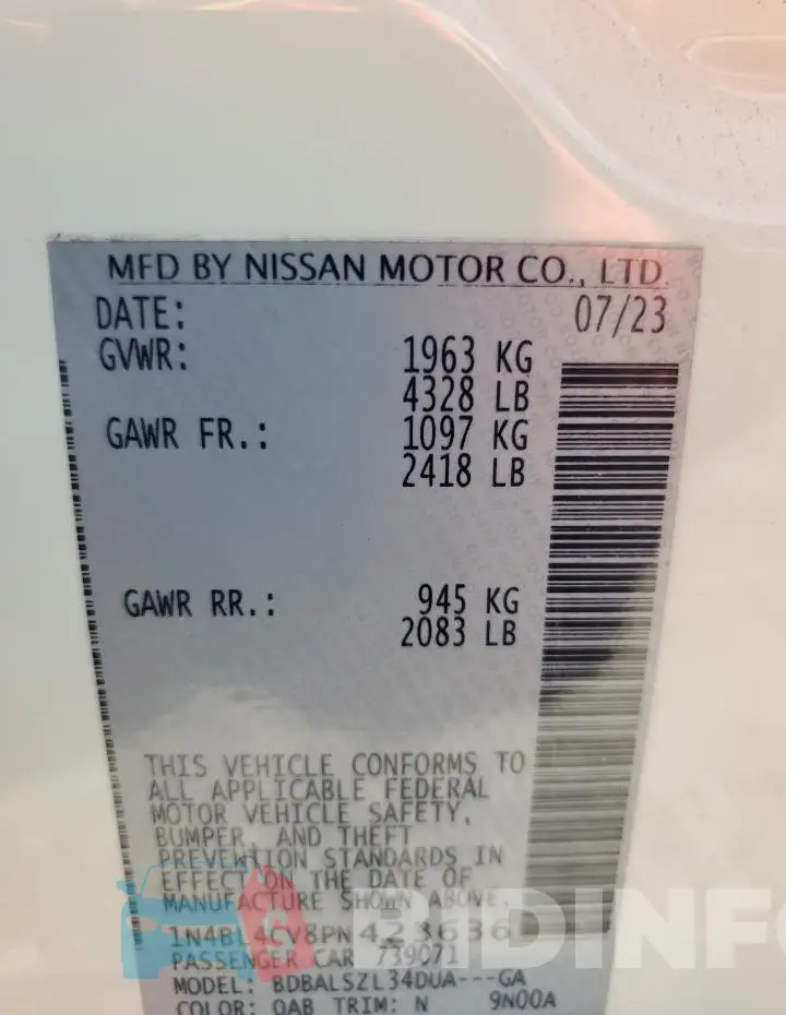 1N4BL4CV8PN423636 Photo# 12