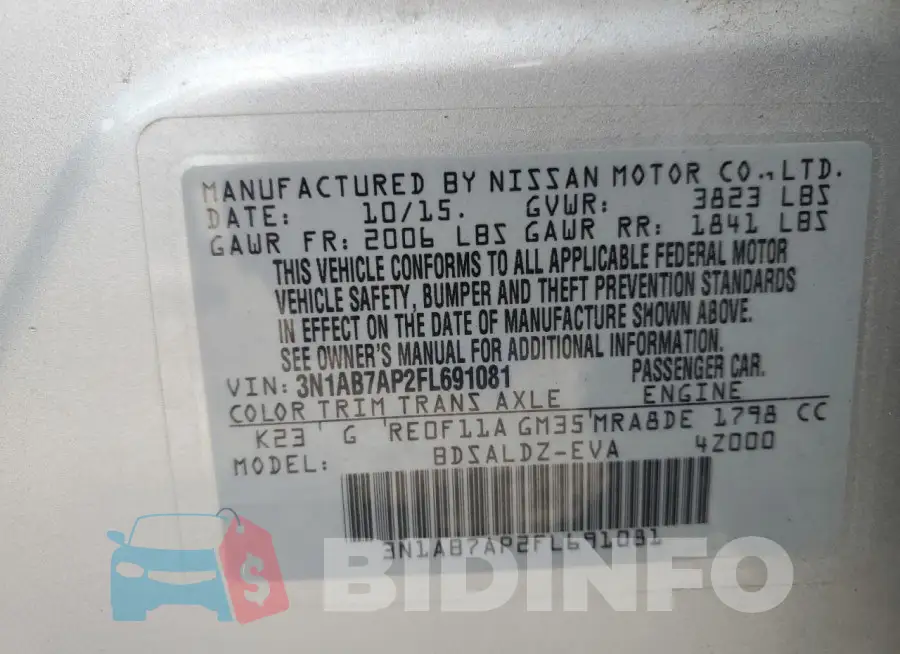 3N1AB7AP2FL691081 Photo# 12