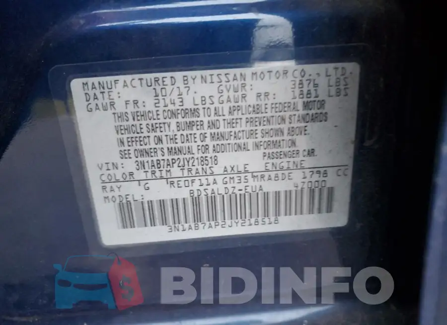 3N1AB7AP2JY218518 Photo# 12