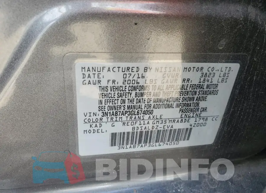 3N1AB7AP3GL674050 Photo# 12