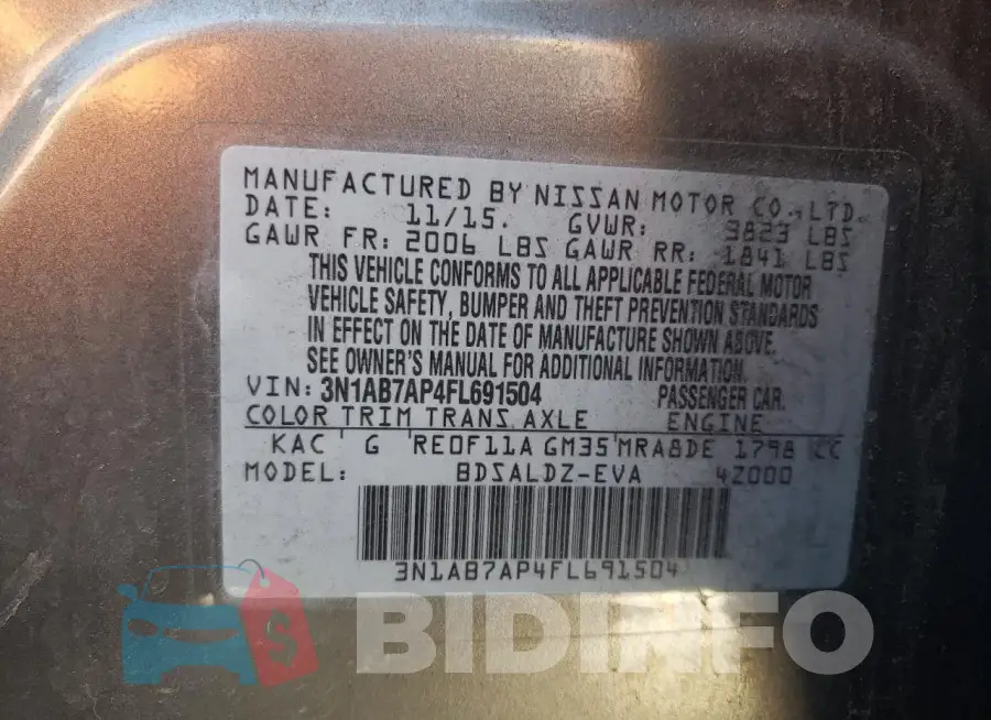 3N1AB7AP4FL691504 Photo# 12