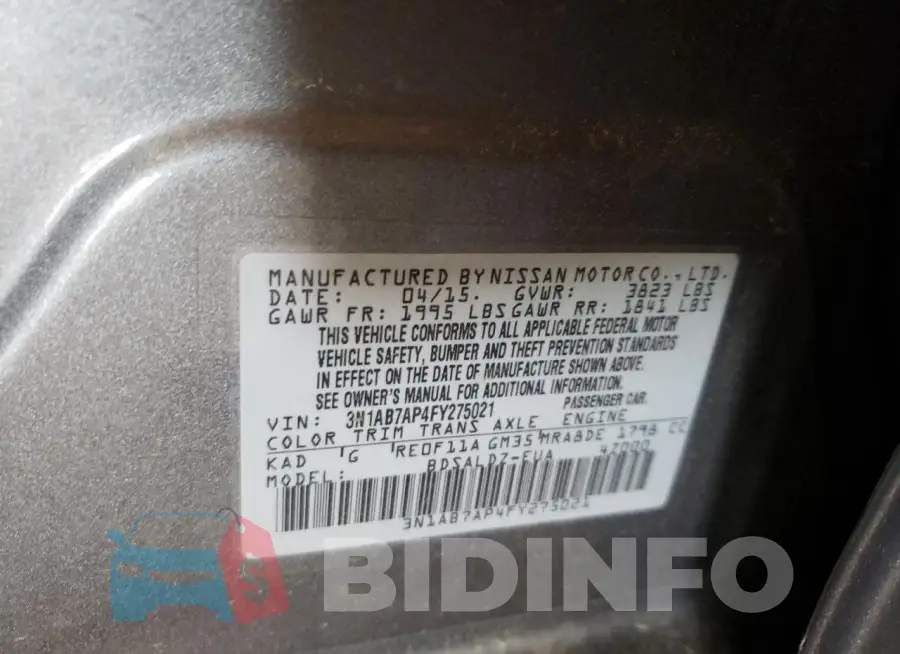 3N1AB7AP4FY275021 Photo# 12