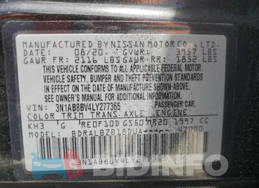 3N1AB8BV4LY277365 Photo# 12