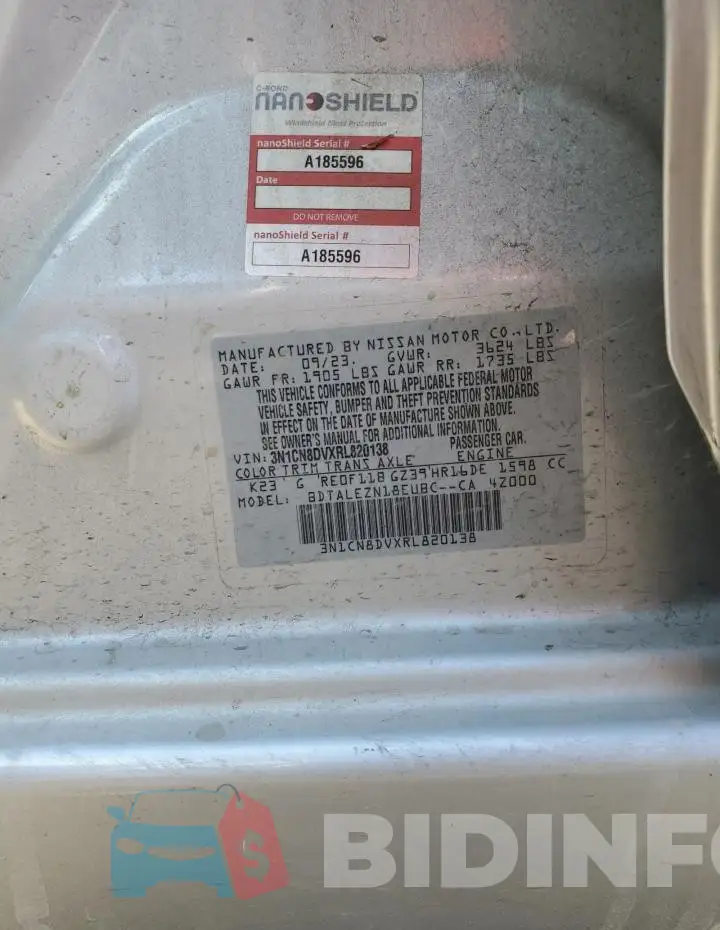 3N1CN8DVXRL820138 Photo# 12