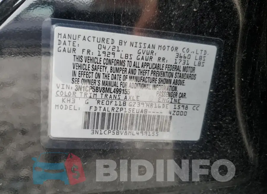 3N1CP5BV8ML499155 Photo# 12