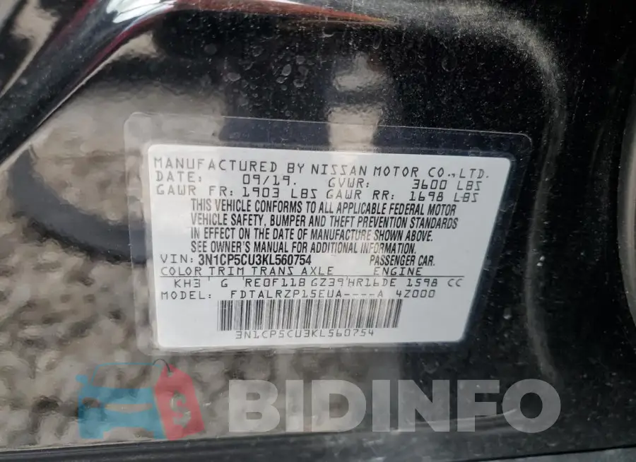 3N1CP5CU3KL560754 Photo# 12