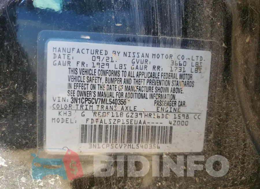 3N1CP5CV7ML540356 Photo# 13
