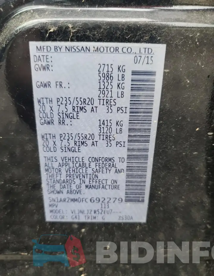 5N1AR2MM0FC692279 Photo# 13