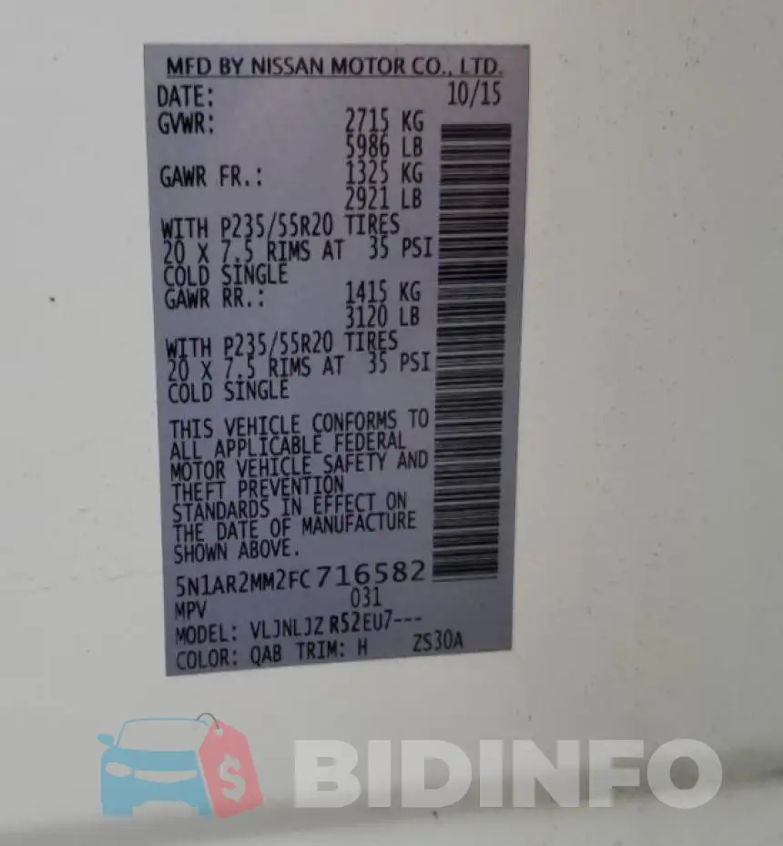 5N1AR2MM2FC716582 Photo# 13