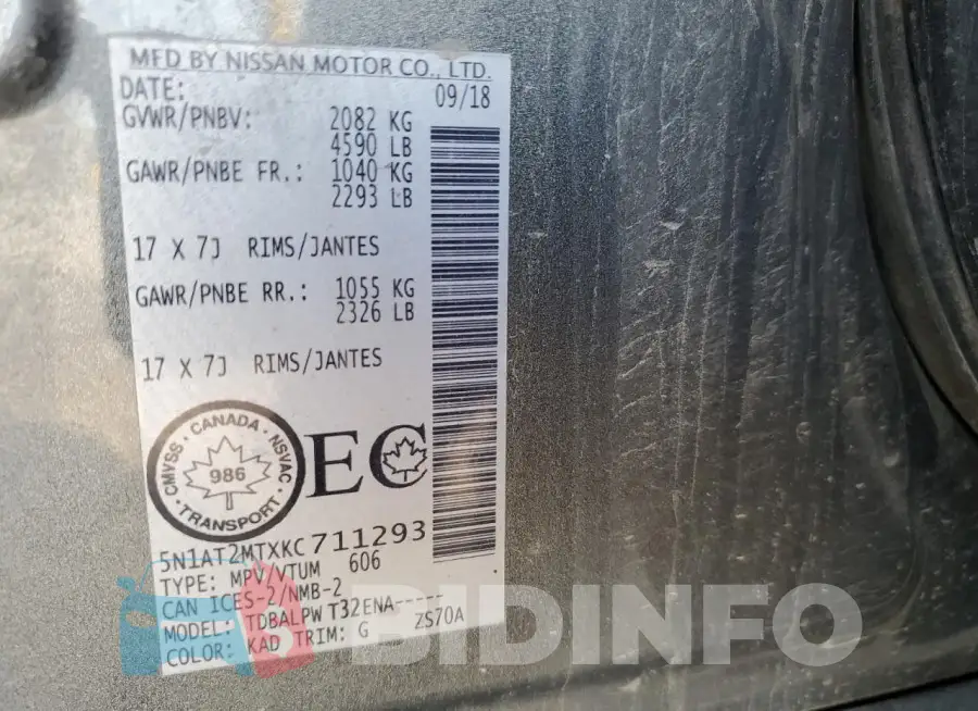 5N1AT2MTXKC711293 Photo# 12