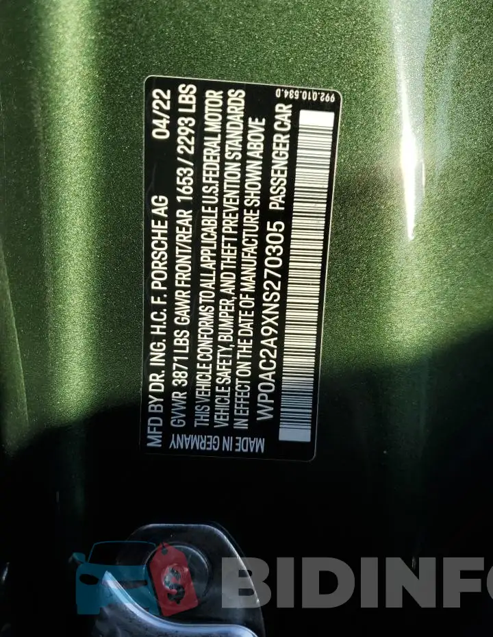 WP0AC2A9XNS270305 Photo# 12