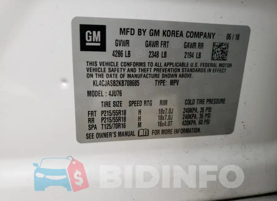 KL4CJASB2KB708685 Photo# 12