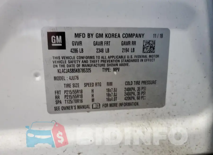 KL4CJASB5KB785325 Photo# 12