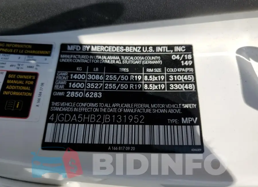 4JGDA5HB2JB131952 Photo# 13